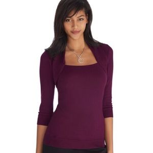 WHBM • 3/4 Sleeve Faux Shrug Jersey Pullover